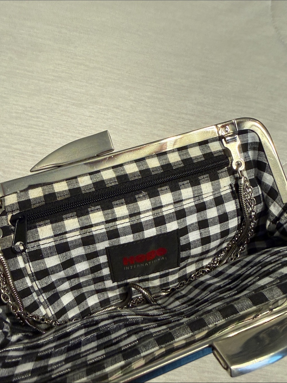 HOBO Black Clutch with Silver Frame and Chain - Picture 4 of 4